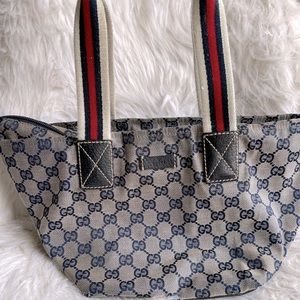 GUCCI GG Monogram Small Web Handle Bucket Canvas Tote
